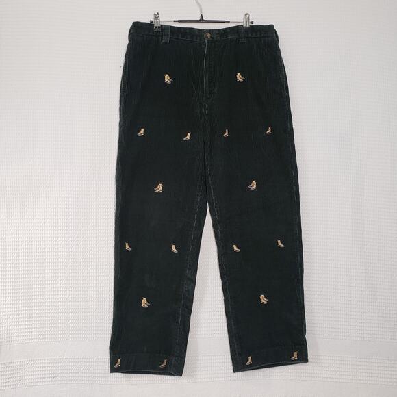 L.L. Bean Other - LL Bean Duck Boot Corduroy Pants Mens 34 Green Classic Fit Embroidered Winter